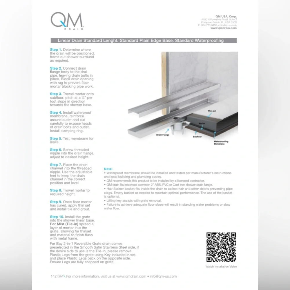 QM Drains Bay Series Ria Line Satin Gold 24